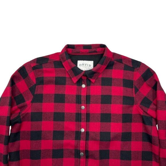 Orvis Women's Fleeced Lined Flannel Pinnacle Shacket Shirt Jacket - Picture 3 of 11